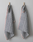 Linen Tea Towel Navy/White/Red Antico