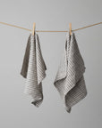 Linen Tea Towels Black Natural Set of 2