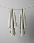 Linen Tea Towels Green Natural Set of 2