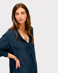 Llea Blue Rani Cotton Silk Dress in Ink