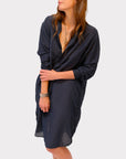 Llea Blue Rani Cotton Silk Dress in Ink