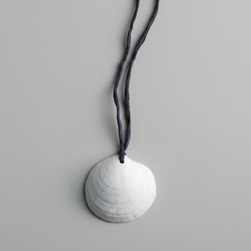 Medium White Shell on Anthracite Silk