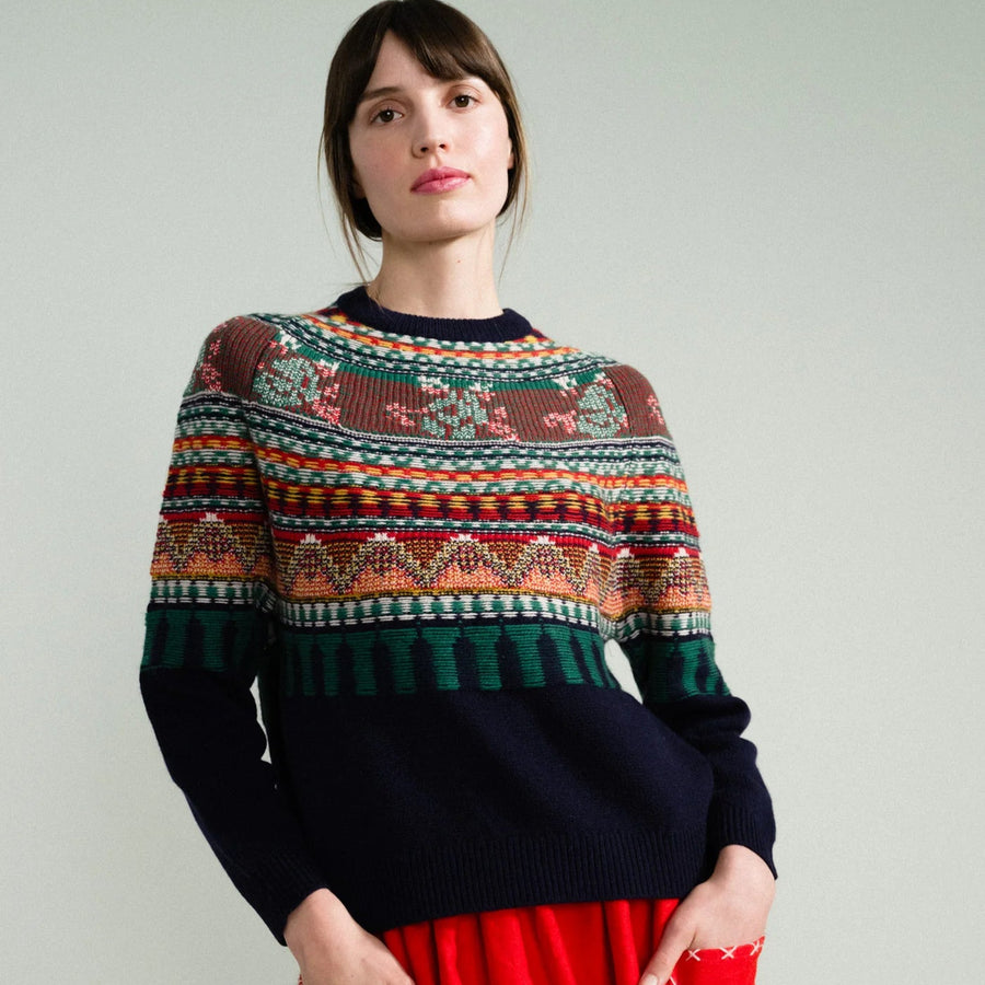 Mabel Fairisle Pullover in Navy