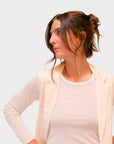 Majestic One Button Blazer in Cream Stretch Linen