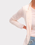 Majestic One Button Blazer in Cream Stretch Linen