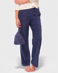 Majestic Pull On Pants in Blue Cotton Terry