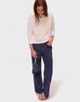 Majestic Pull On Pants in Blue Cotton Terry