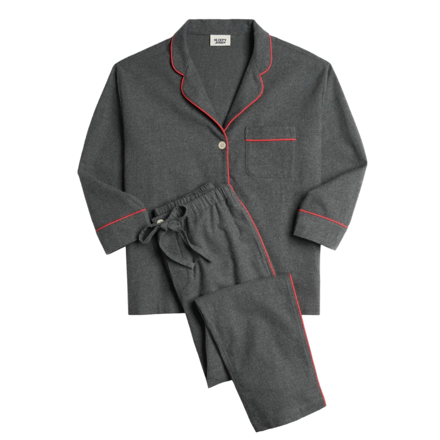Marina Pajama Set in Charcoal Grey Flannel