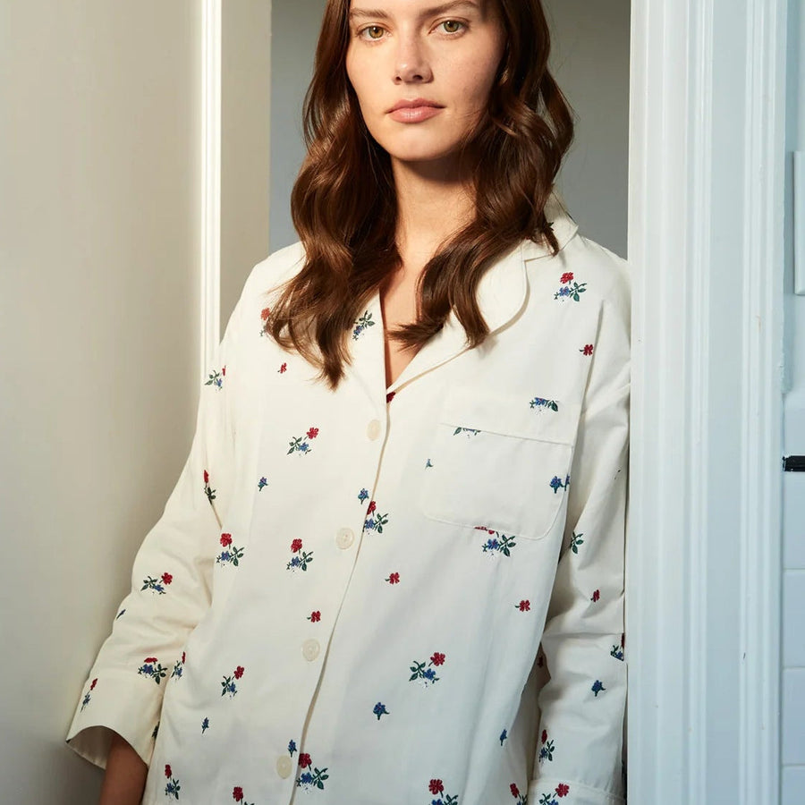 Marina Pajama Set in Embroidered Posy