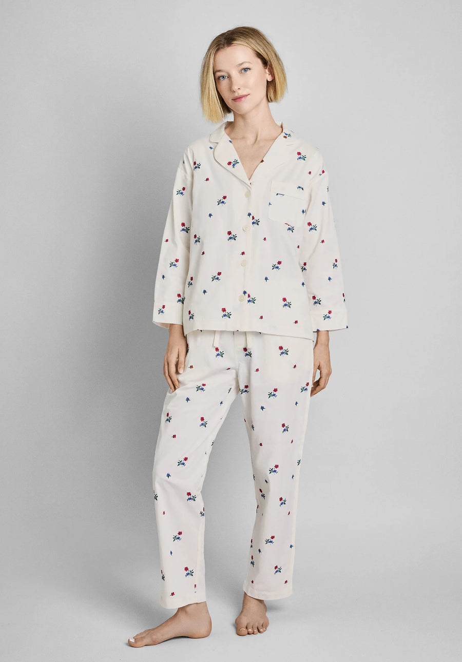 Marina Pajama Set in Embroidered Posy