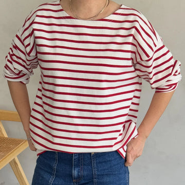 Marseille Boat Neck Top in Red Stripe