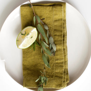 Moss Green Linen Napkins Set of 4