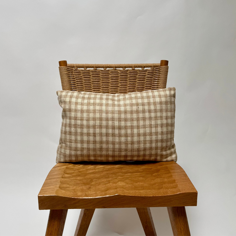 Mushroom Gingham Lumbar Pillow