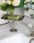 Rectangular Pewter Dish with Pedestal