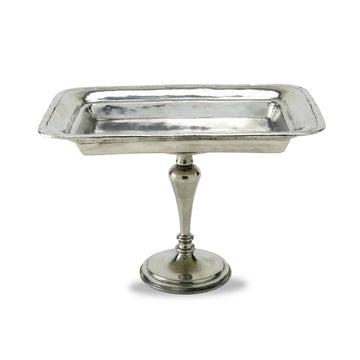 Rectangular Pewter Dish with Pedestal