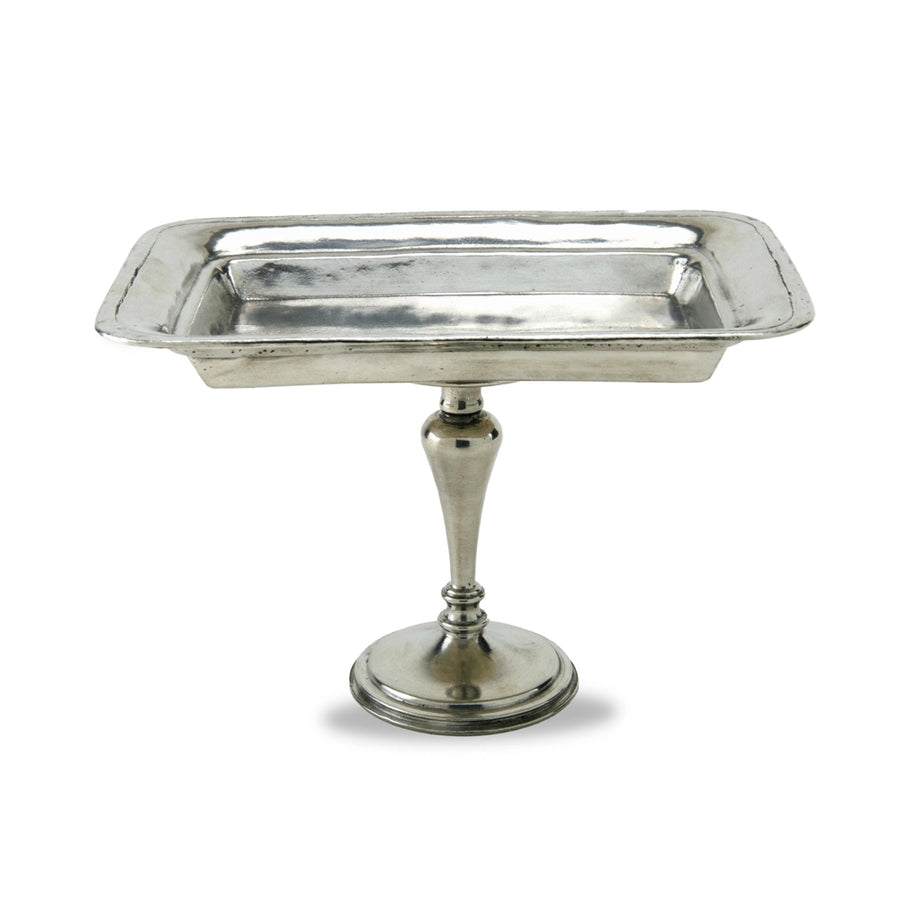 Rectangular Pewter Dish with Pedestal