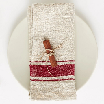 Red Stripe Vintage Linen Napkins Set of 4