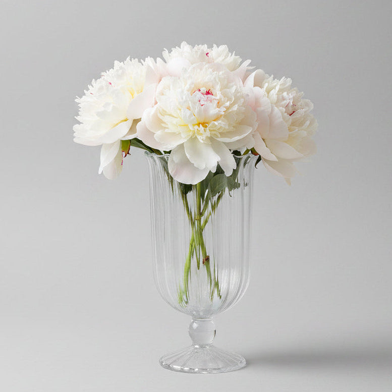Ribbed Glass Footed Vase