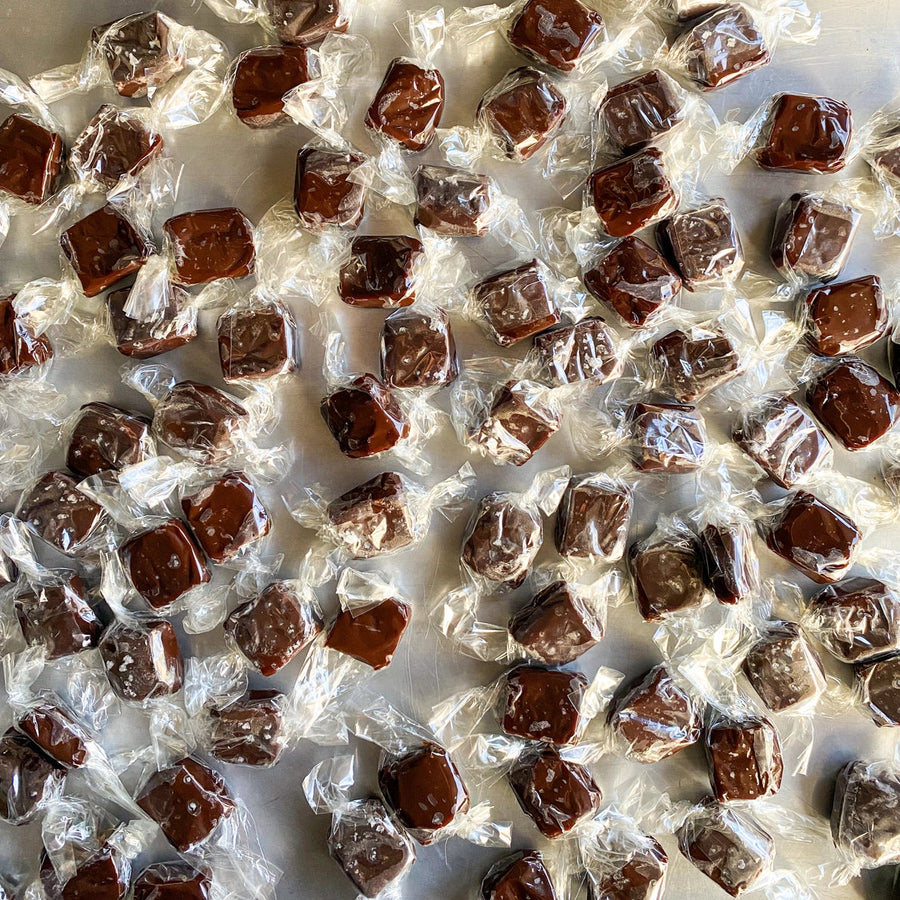 Salted Dark Chocolate Caramels
