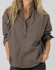 Monday12 Yasuko Pop Over Shirt in Smokey Brown