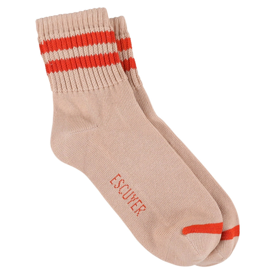 Striped Ankle Socks Pink with Orange Stripes