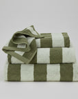 Striped Beach/Pool Towel in Olive & Sage