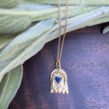 Talya Mor 22k Gold Hamsa Necklace + Sapphire