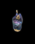 Talya Mor Blue Pearl & Diamond on Red Silk