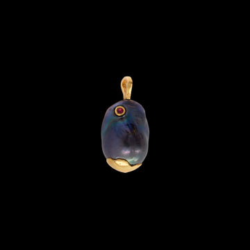 Talya Mor Blue Pearl & Pink Sapphire on Black Silk