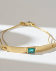 Talya Mor Wide Gold Bar + Emerald Bracelet