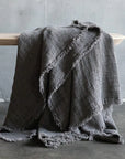 Throw in Steel Grey Waffle Linen 61" x 79"