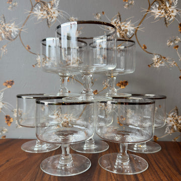 Vintage Silver Rimmed Coupes, Set/8