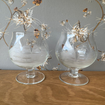 Vintage Nautical Brandy Glasses, Set/2