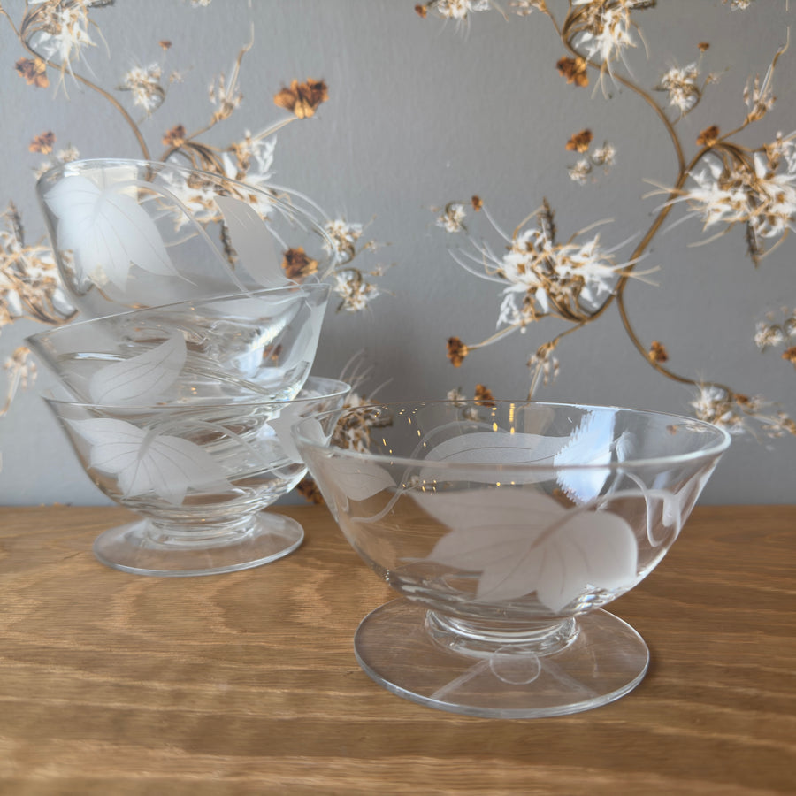 Vintage Floral Dessert Dishes, Set/4