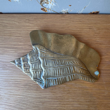 Vintage Brass Horse Conch Seashell Wall Plaque