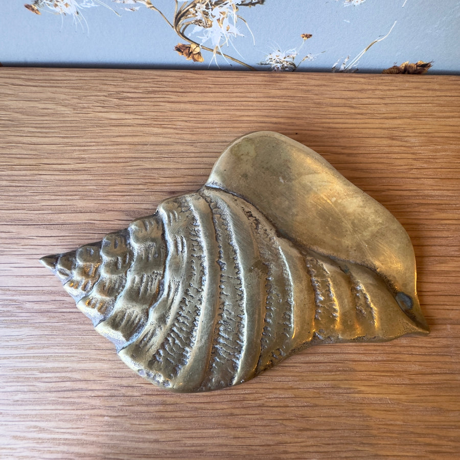 Vintage Brass Seashell Wall Plaque