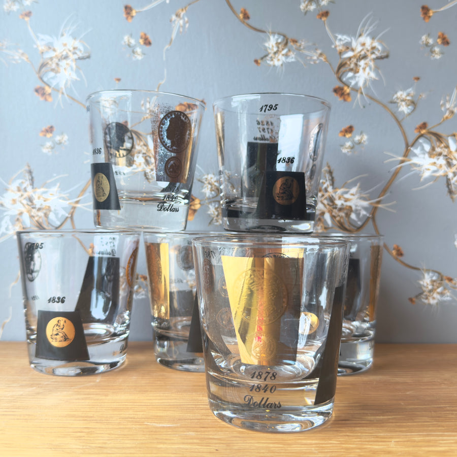 Vintage "Coin" Lowball Glasses