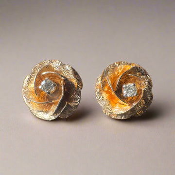 Vintage Diamond Rose Earrings