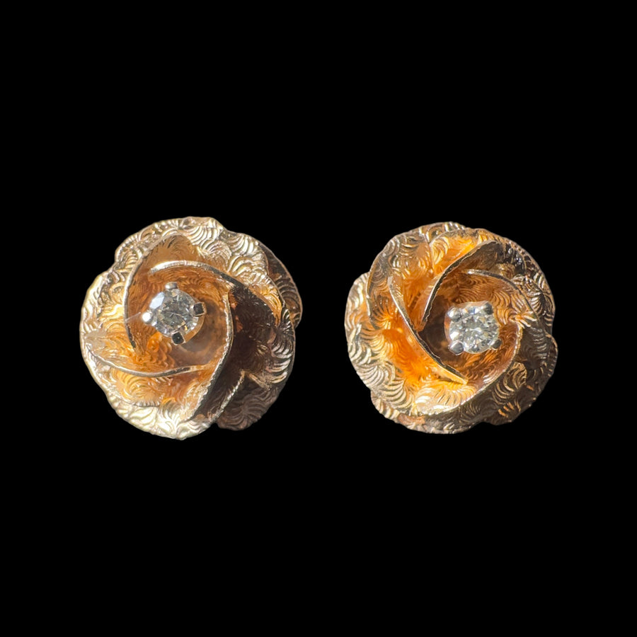 Vintage Diamond Rose Earrings