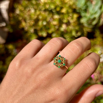 Vintage Emerald Flower Ring