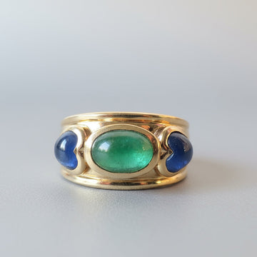 Vintage Emereald and Sapphire Cabochon Ring