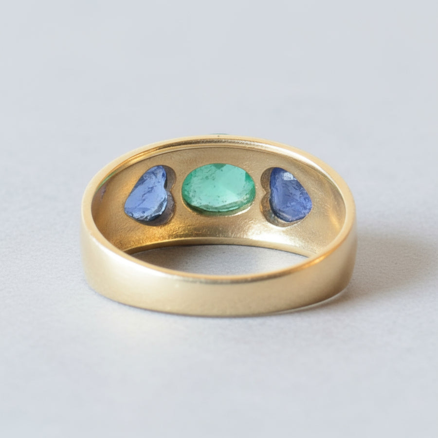 Vintage Emereald and Sapphire Cabochon Ring