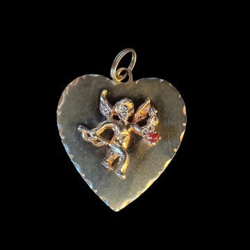 Vintage Heart Charm with Cupid