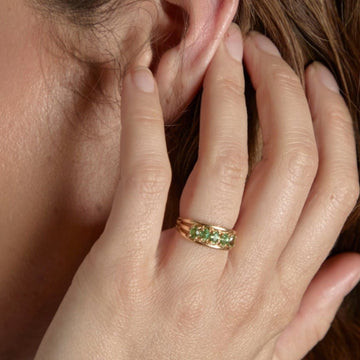 Vintage Oval Cut Green Garnet Ring