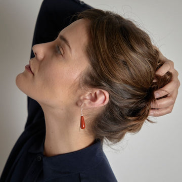 Vintage Red Coral and Pearl Drop Earrings