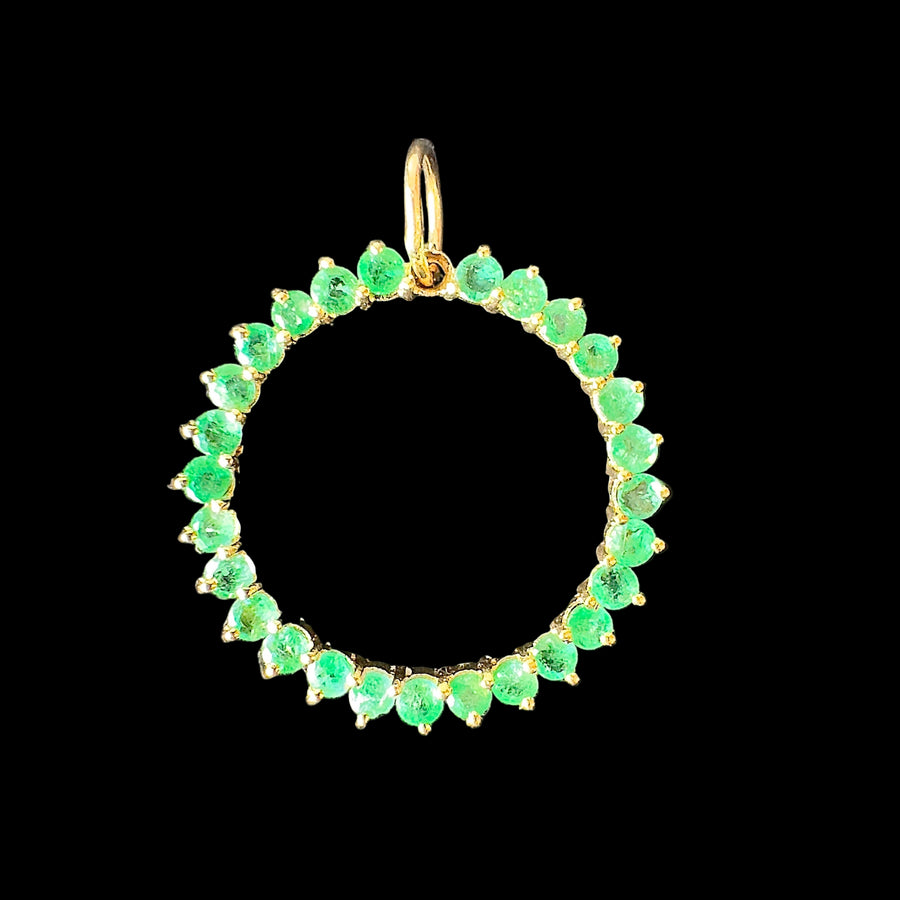 Vintage emerald circle pendant