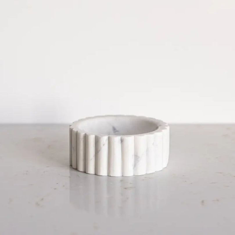 White Marble Fluted Soap Dish