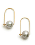 Carla Caruso Wide Arch with Grey Pearl Earrings