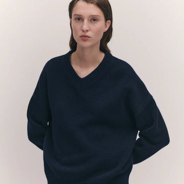 Balla Slouch V Neck Sweater in Navy