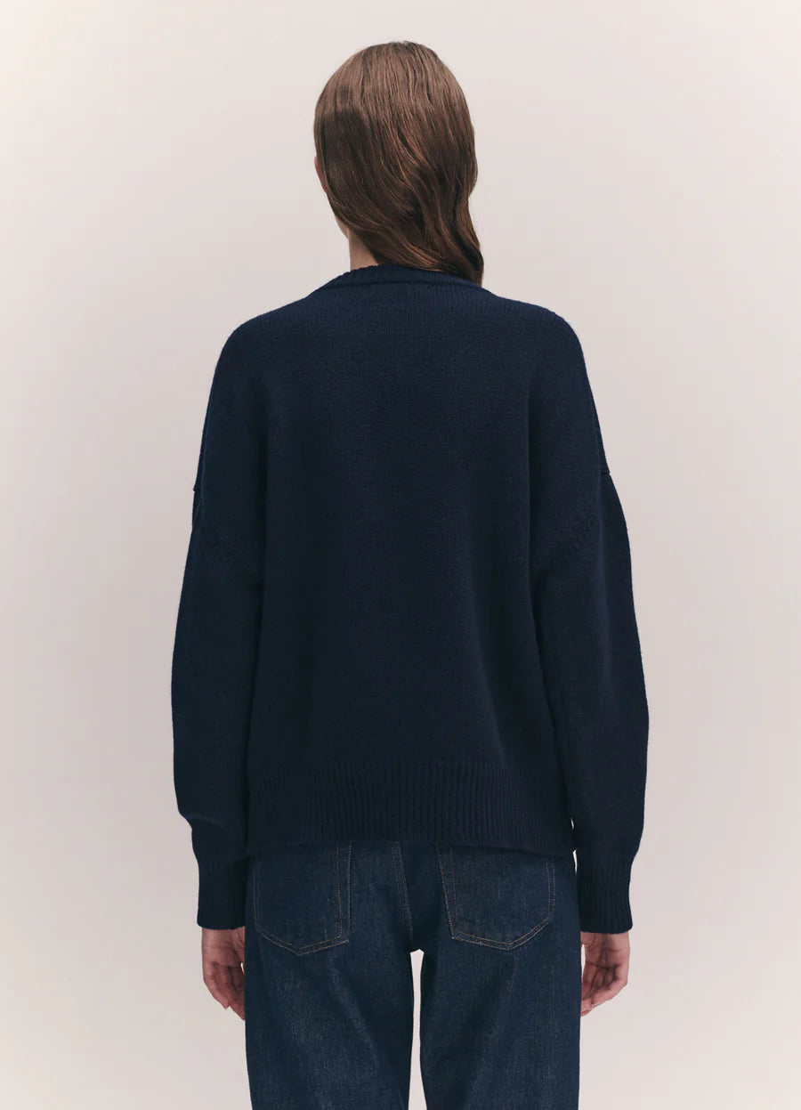 Balla Slouch V Neck Sweater in Navy